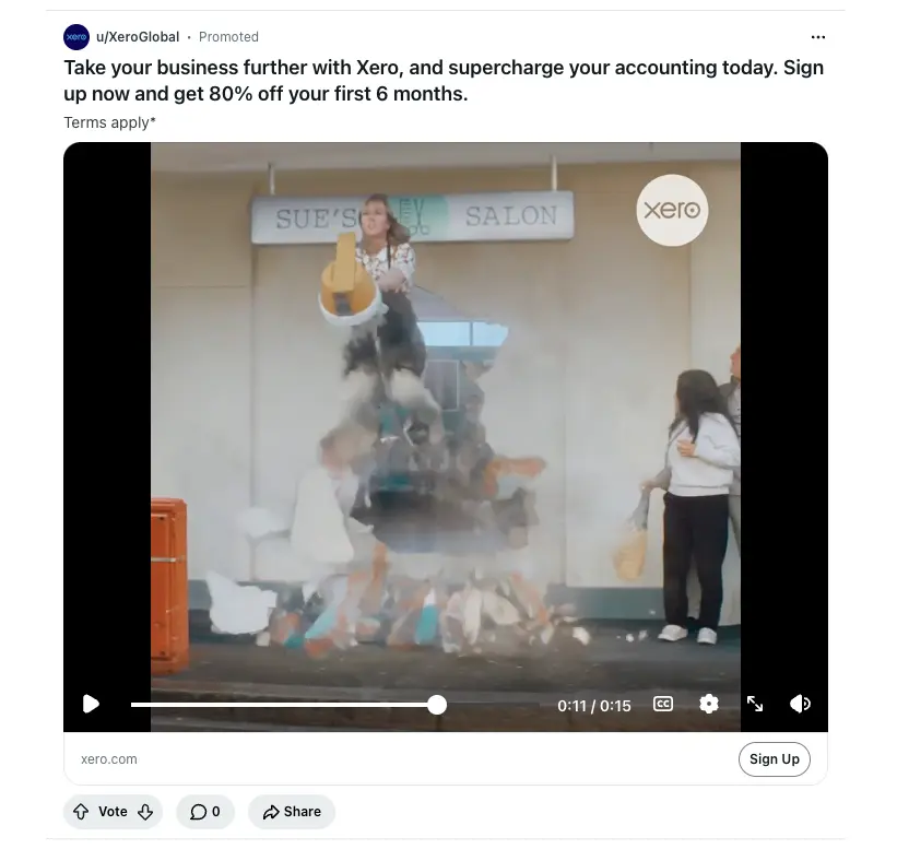 xero ad on Reddit 2026