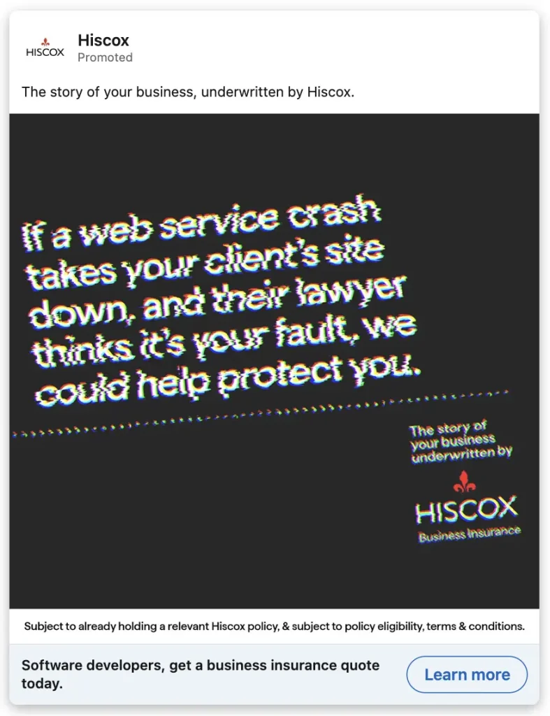 an example of a single image ad from hiscox