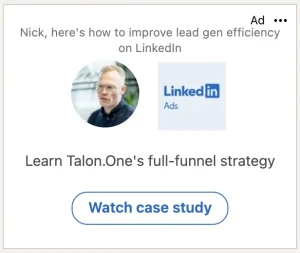An example of a personalised linkedin spotlight ad